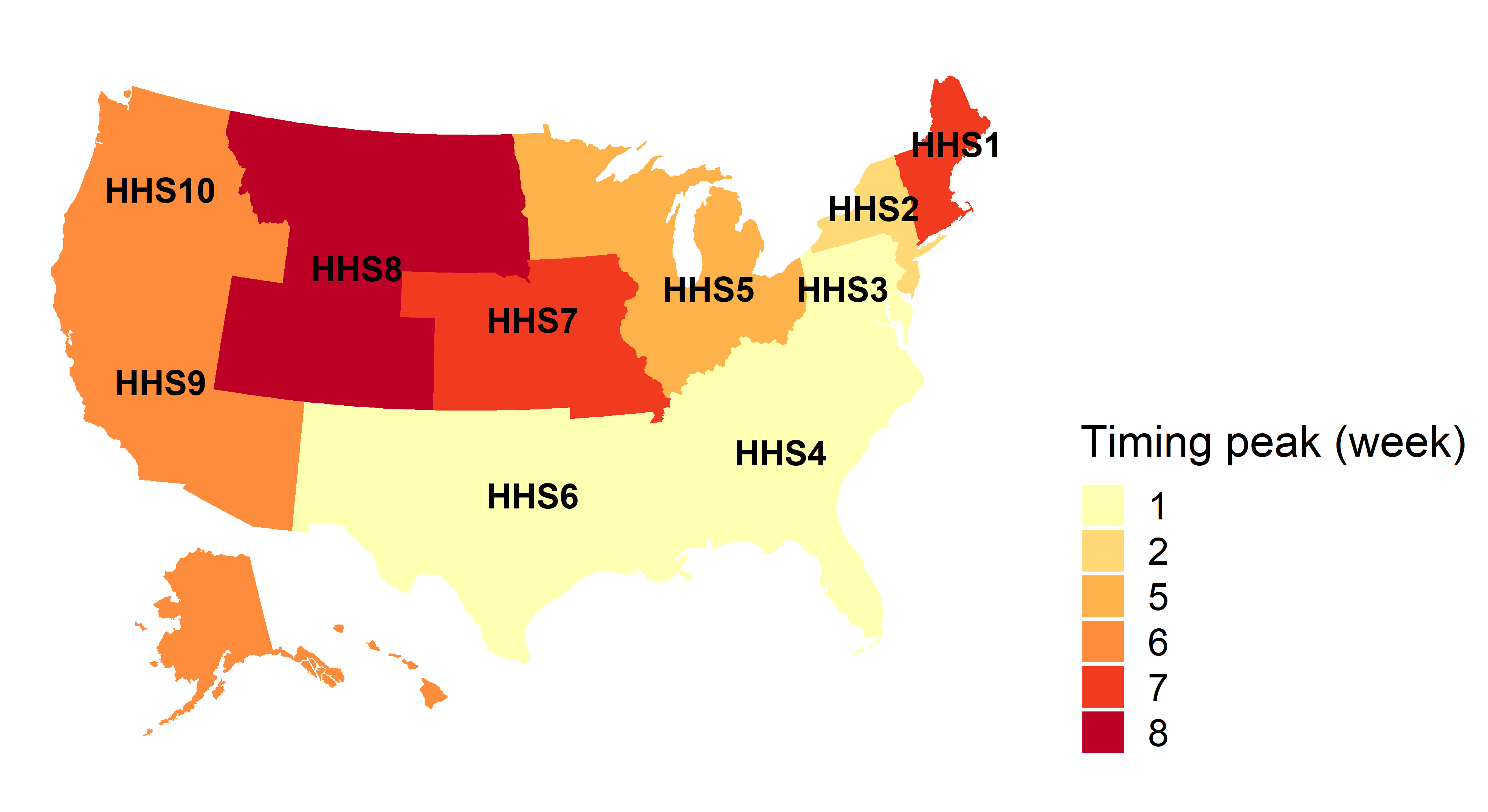 The median peak of the RSV epidemic in the USA